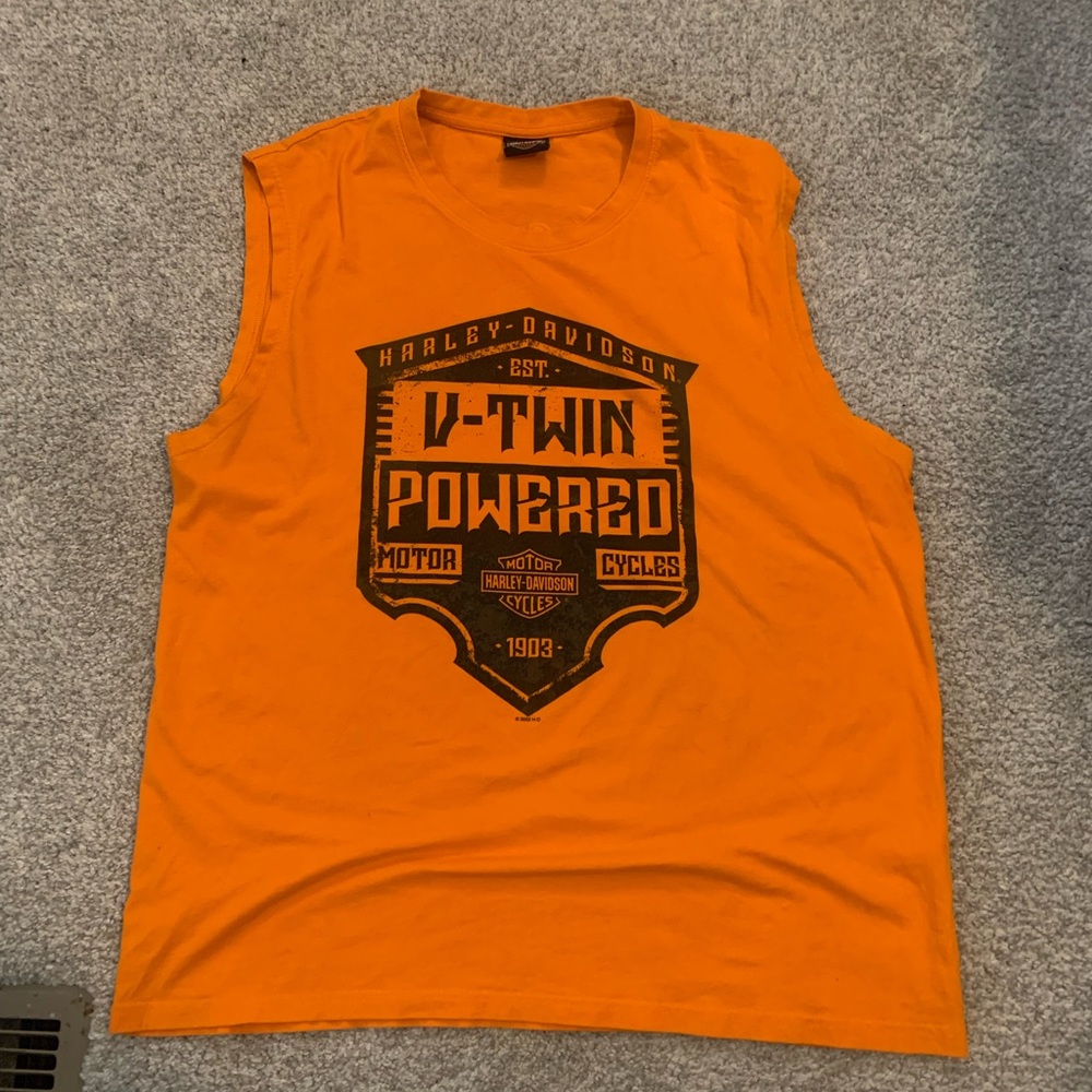 Harley-Davidson V-Twin Powered Orange Tank Top